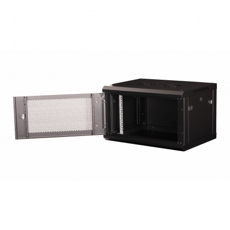 Шкаф 19" телекоммуникационный настенный, 6U 368x600х450 мм, дверь перфорация, черный